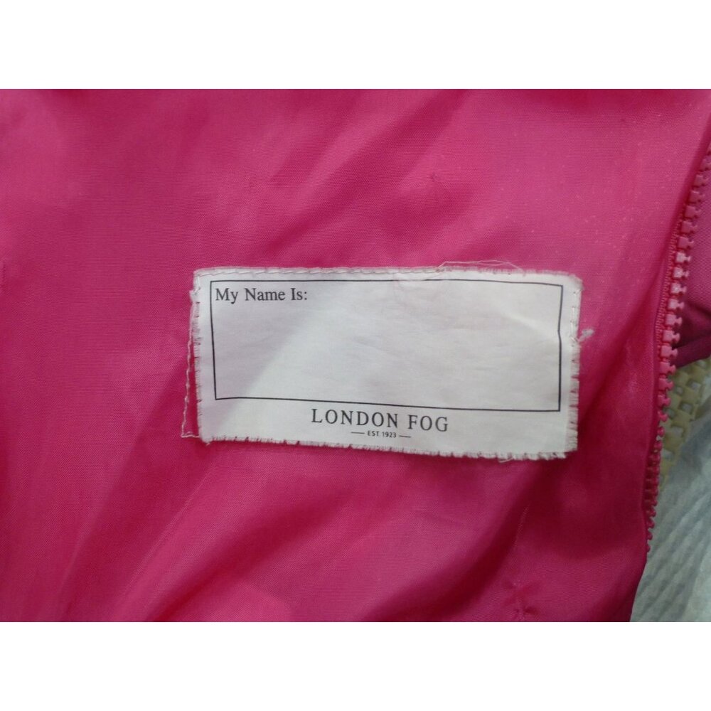 London Fog Girls Pink Puffer Coat W/ Hood & Floral Fleece Interior Size M 5-6 - Picture 10 of 11